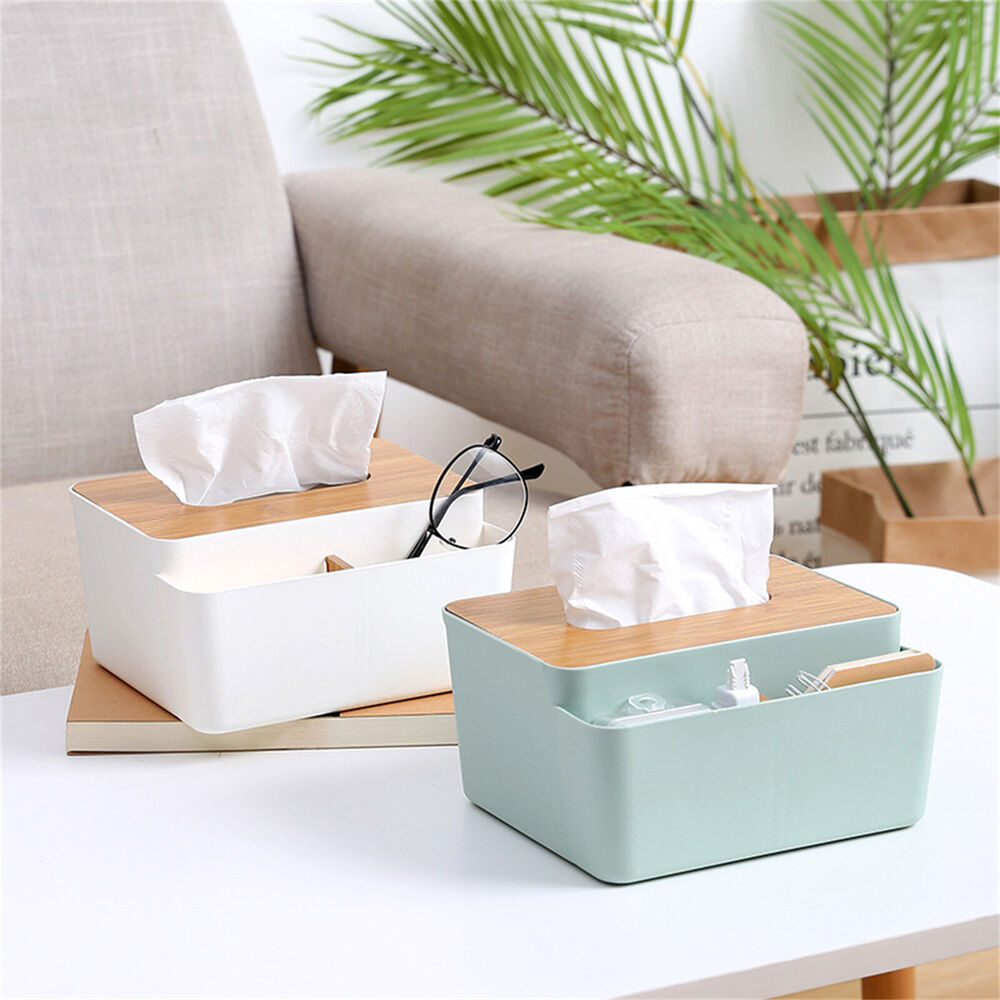 Tissue Box Dispenser Paper Storage Holder Napkin Case Organizer Wooden Cover New