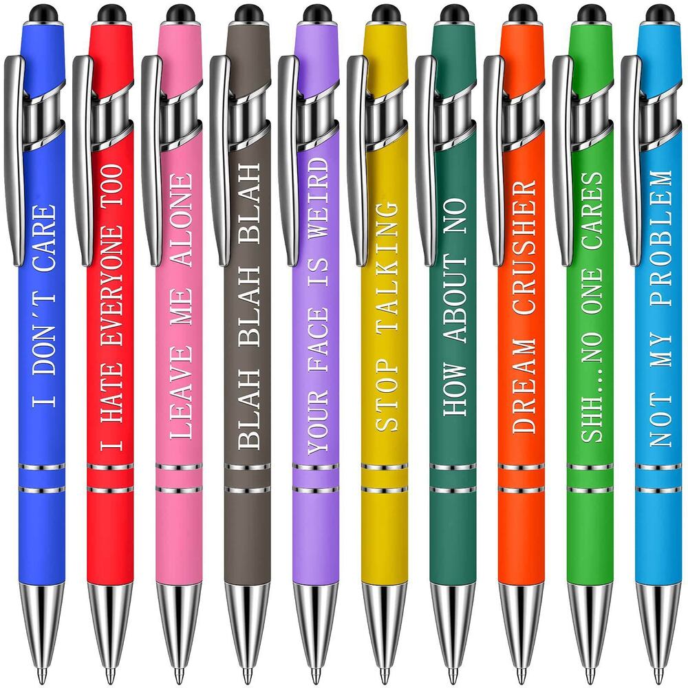 1 set New Funny Pens Swear Word Pen Set Black Ink Writing Pen Funny Office Diary Gift