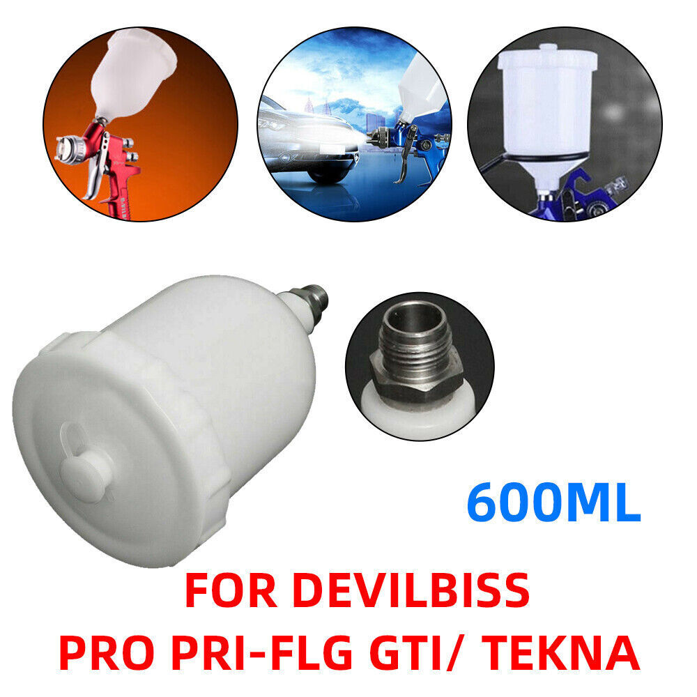 600ML Spray Gun Pot Paint Cup Replace For Devilbiss / TEKNA Pro Pri Spare Part