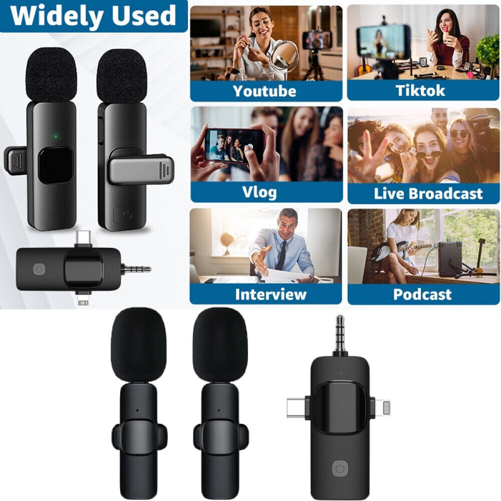 3 in 1 Dual Wireless Lapel Microphone Micro Telephone For Android Iphone Camera