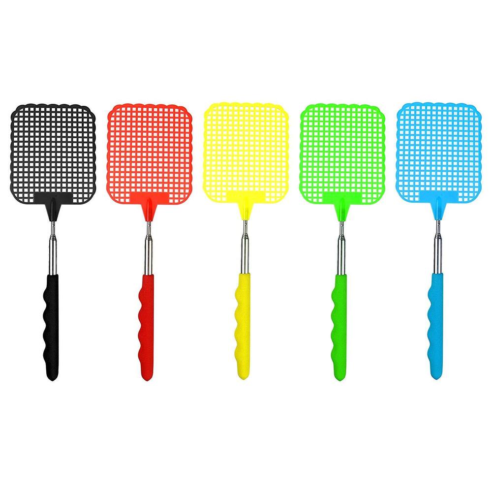 2x Telescopic Fly swatter Bug Extendable Home Office Pest Control Flyswatter