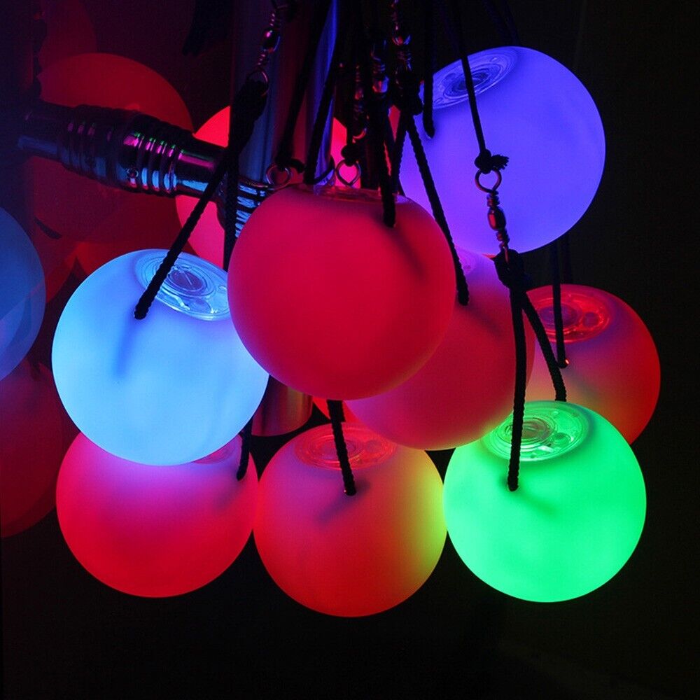 4pcs LED Poi Balls Multi Coloured Light Up Glow Belly Dance Party Festival