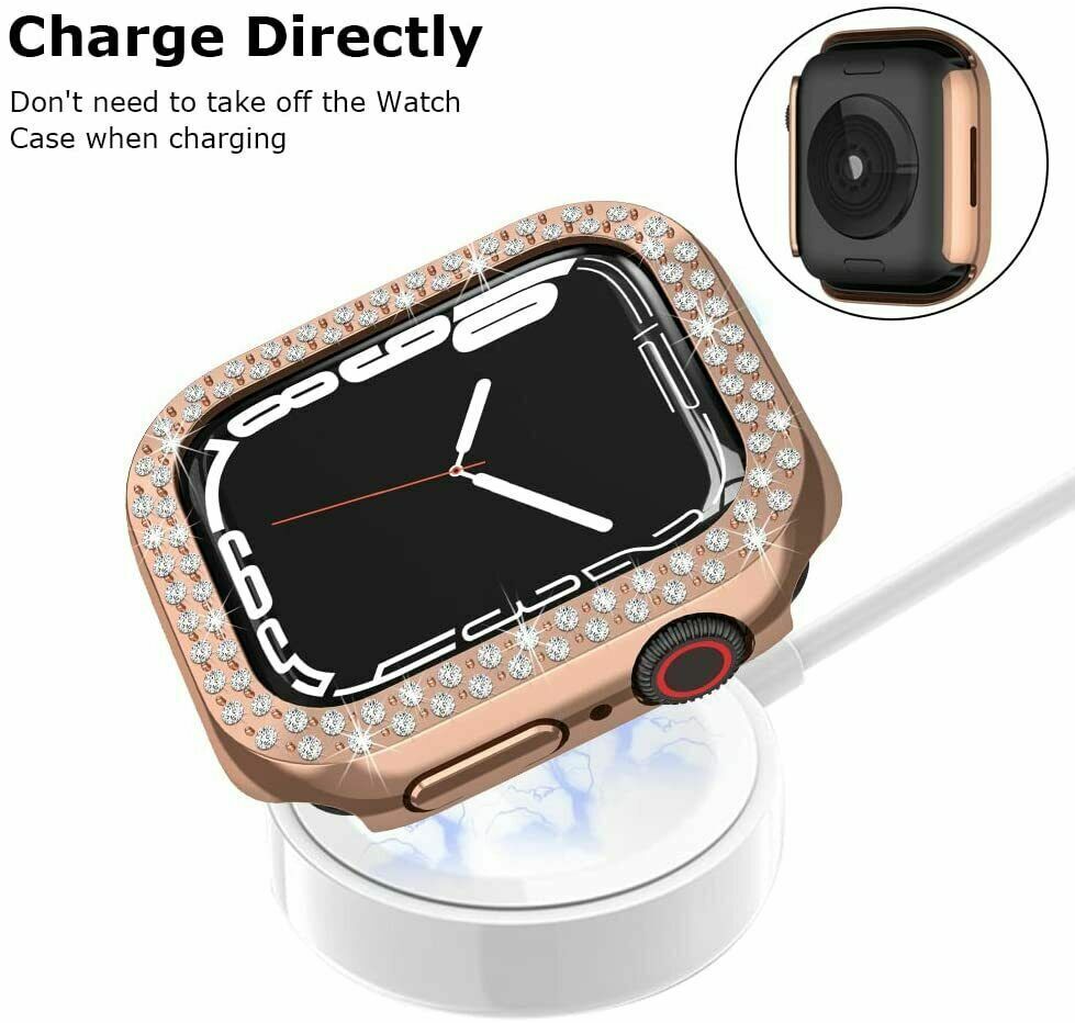 For Apple Watch SE 40mm 44mm 41mm 45mm Bling Diamond Case With Screen Protector