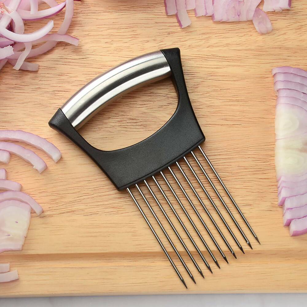 Onion Holder Slicer Food Choppers Slice Assistant, Stainless Steel Fork Vegetabl