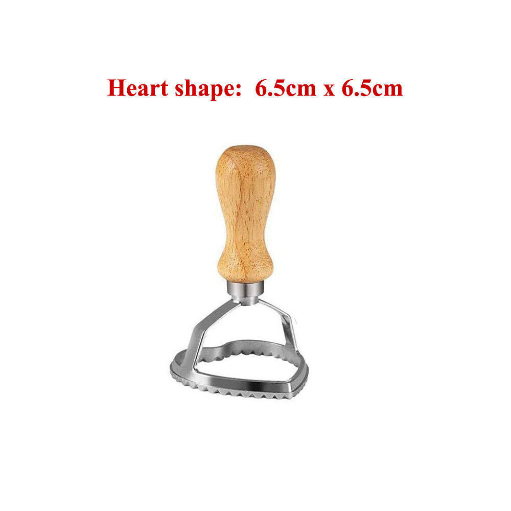 4pcs Ravioli Maker Cutter with Wooden Handle Pasta Pierogi Maker Mould Tray Stamp