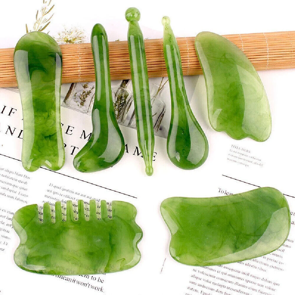 Natural Guasha Facial Jade Face Body Gua Sha Board Massager Tool Scraping Stone