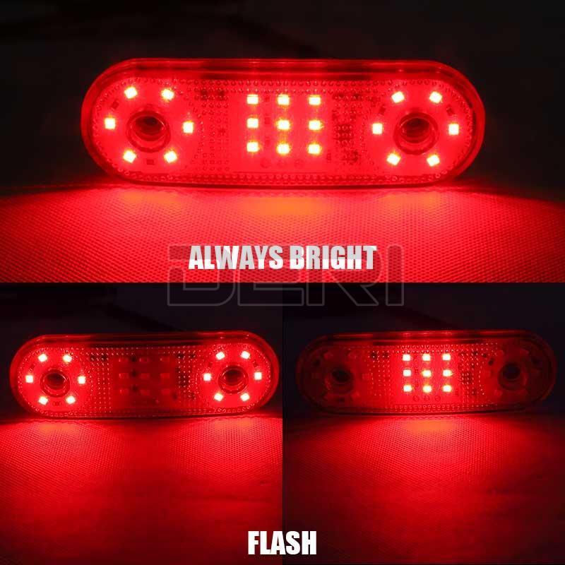 2X Oval Side Marker LED Light Clearance Lamp Truck Trailer Waterproof Red 12-24V