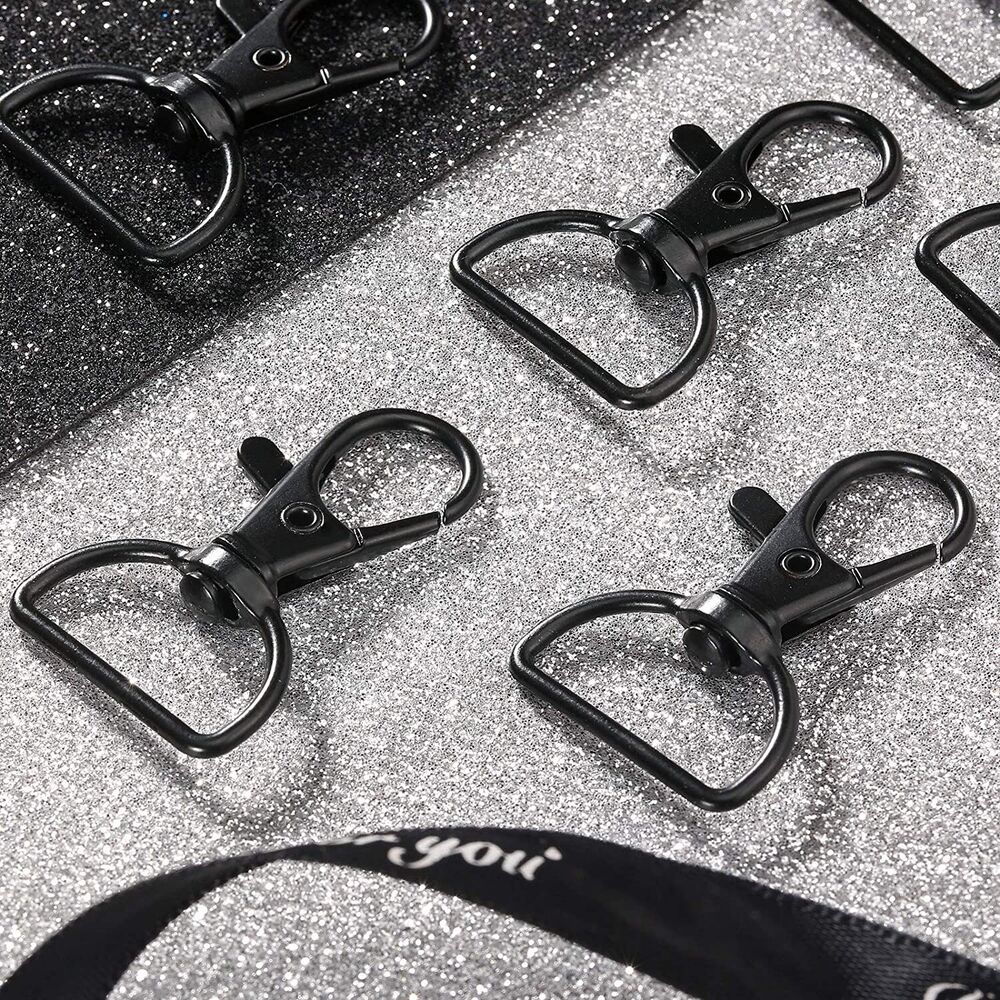 10 PCS 20mm Lobster Clasp Swivel Trigger Clip Keychain Snap Hook Key Ring Black