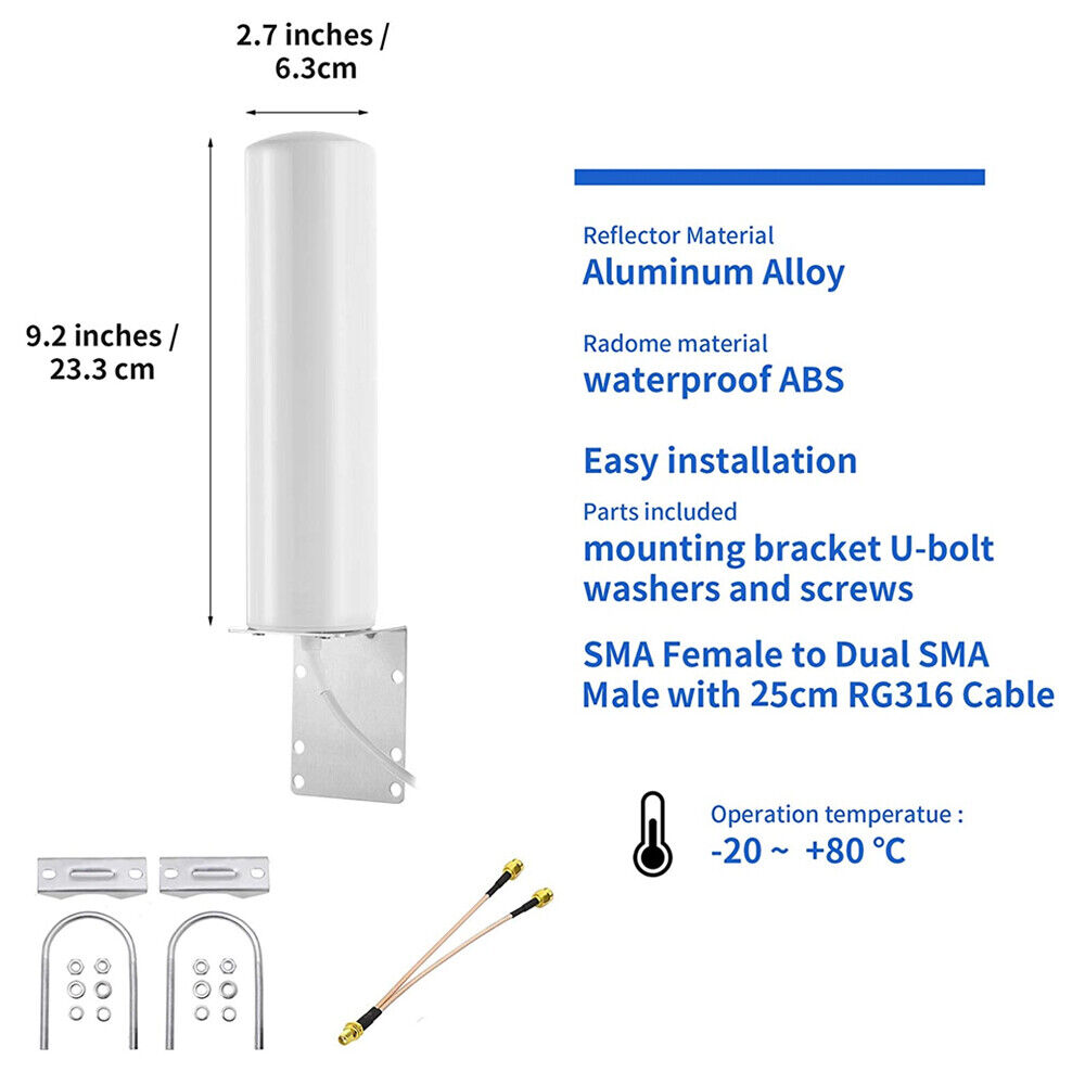 4G Dual TS9/SMA Outdoor LTE Antenna Signal Booster For Netgear Nighthawk MR1100