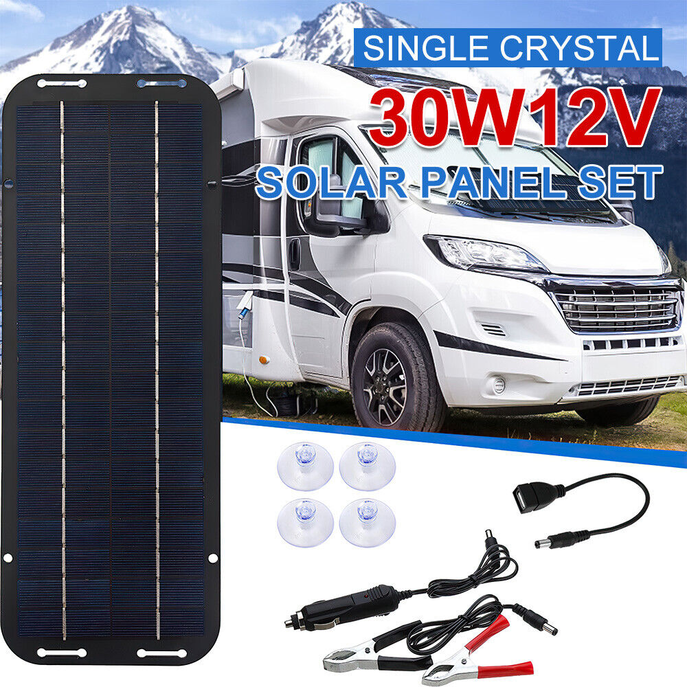 30W Watt Solar Panel Kit Trickle Charger 12V Battery Charger for RV Boat Car