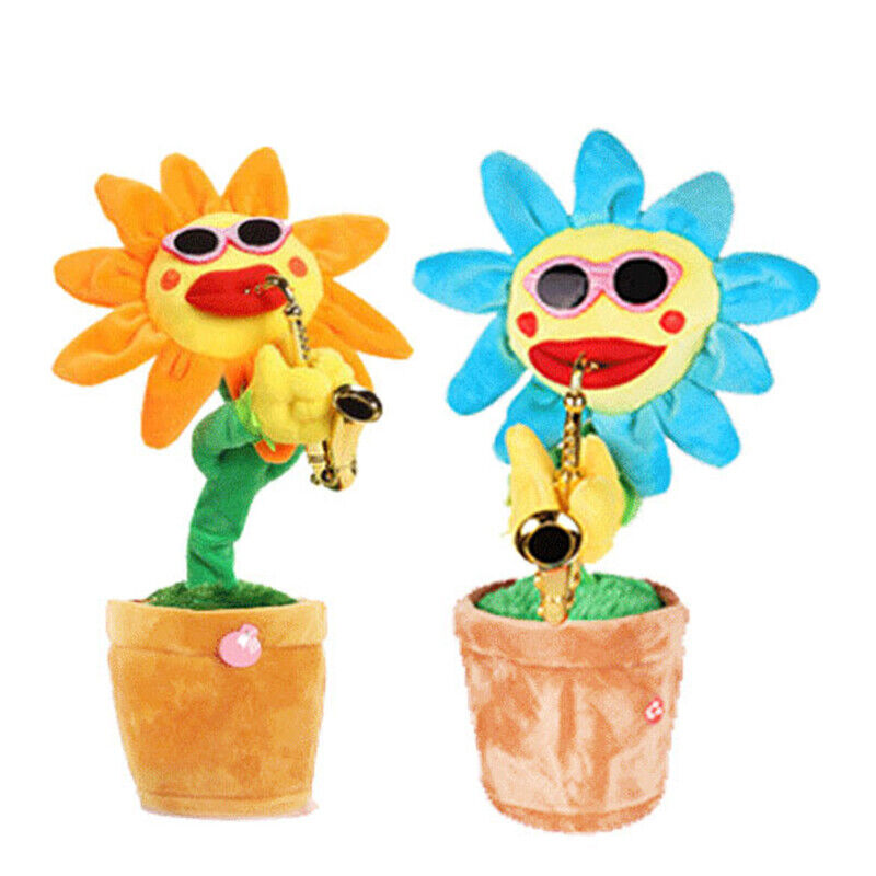 Singing Dancing Sunflower with Sax & Sunglasses Electronic Toy Flower Funny Gift