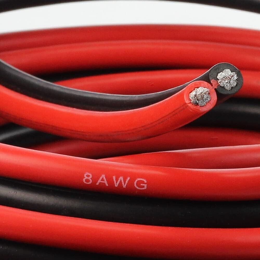 MMOBIEL 8 AWG - 10mm² Battery Electrical Cable Red and Black 1.5 m /5 ft wire