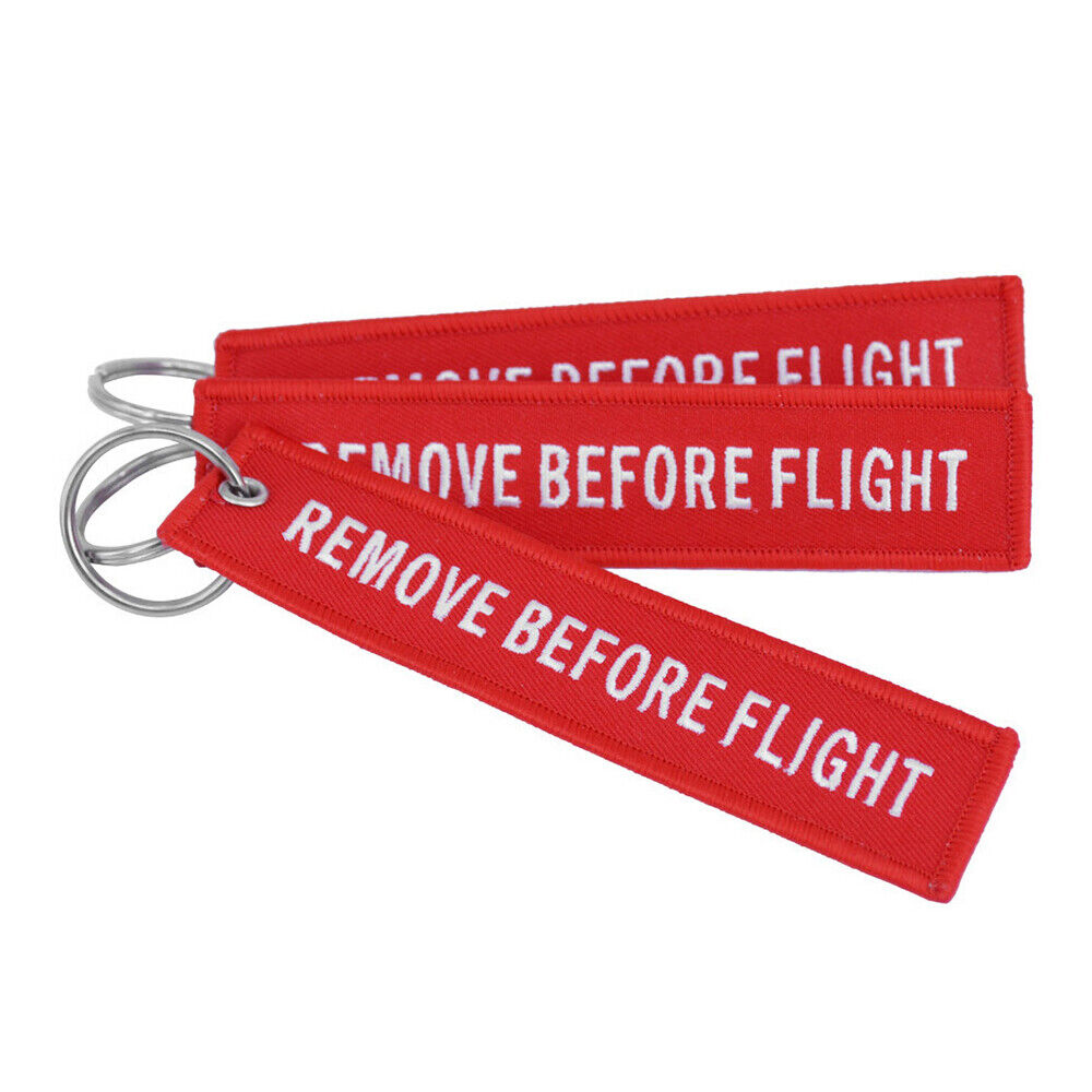 5 PCS Embroidered REMOVE BEFORE FLIGHT Keychain Lanyard Luggage Tag Keyring