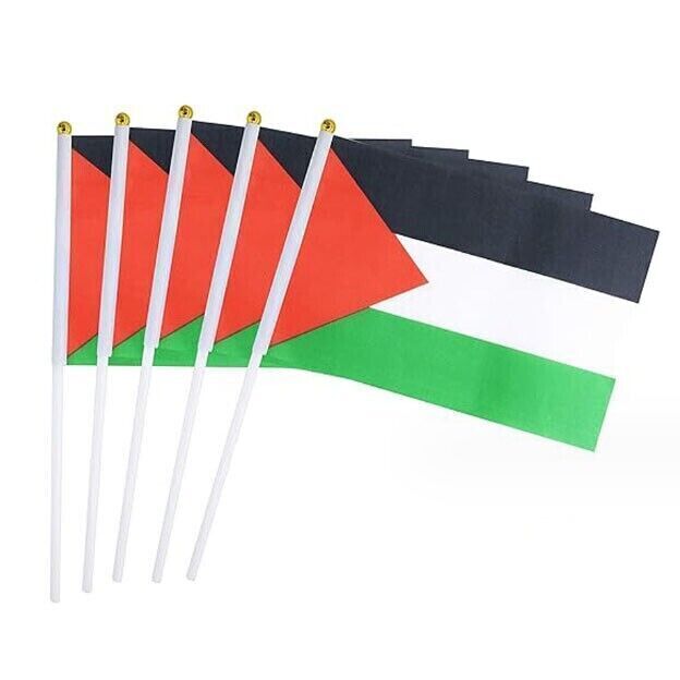 30PCS Palestinian National Hand Held Flags Palestine Stick Flag Small Miniature