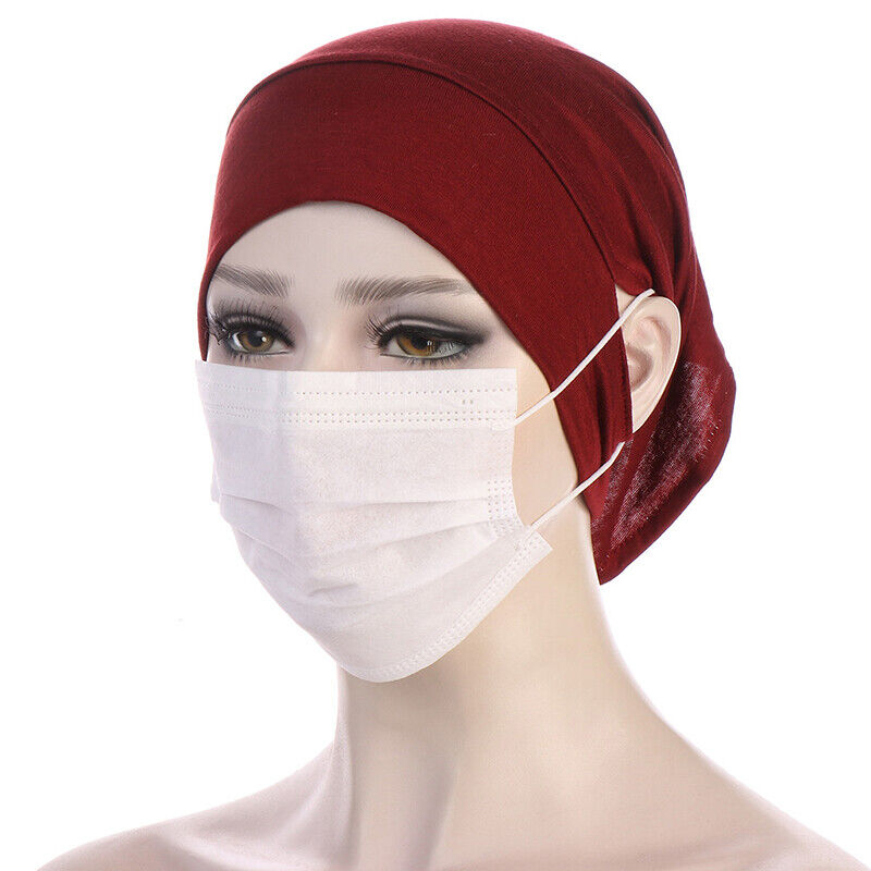 Women Muslim Stretch Turban Hat Chemo Cap Hair Loss Head Scarf Wrap Hijab Cap .