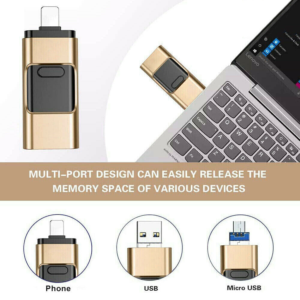 4 in 1 2TB USB 3.0 Flash Drive Memory Photo Stick for iPhone Android iPad Type C