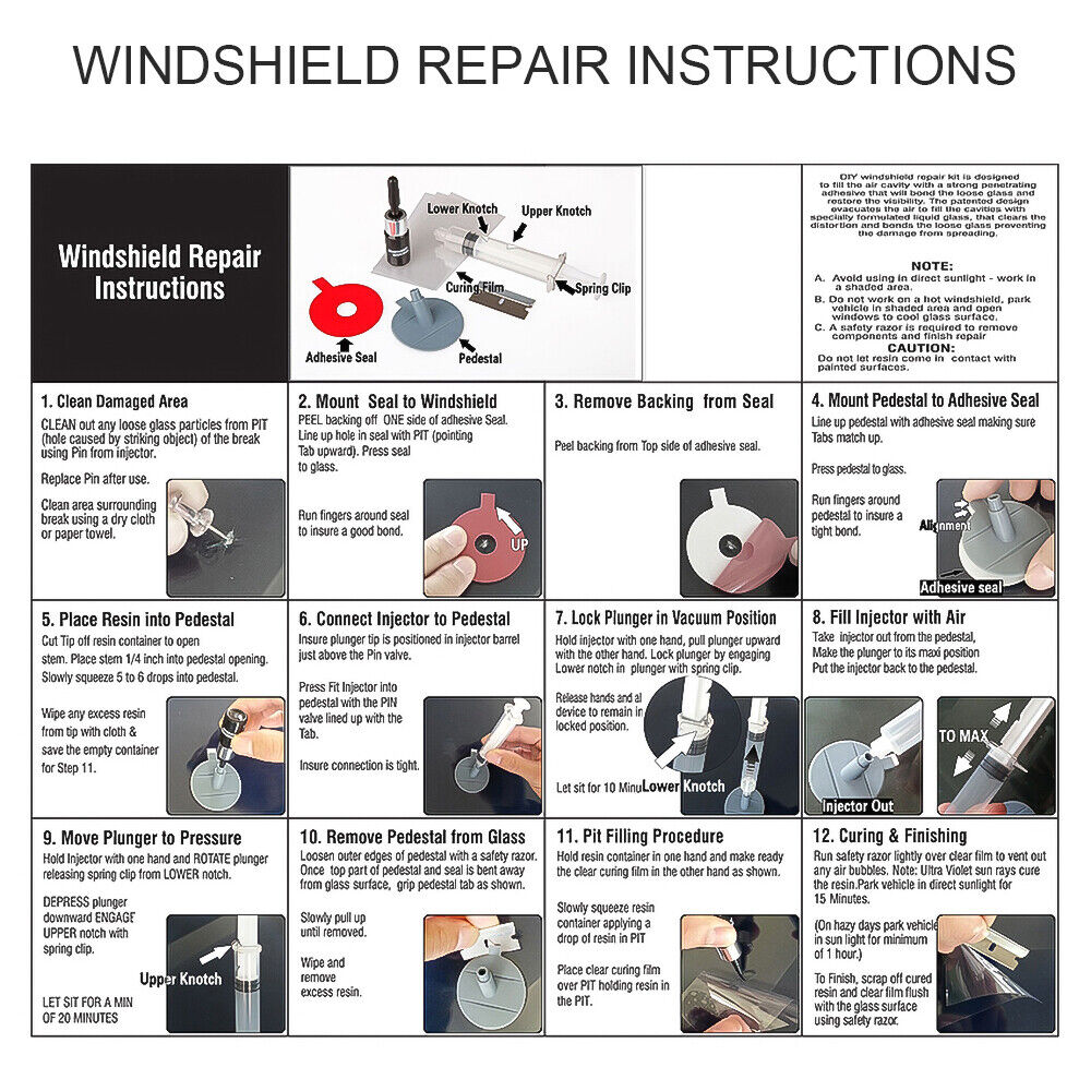 Window Tool Crack Remove Chip Resin Glass Recovery Car Windscreen Repair Kit #T