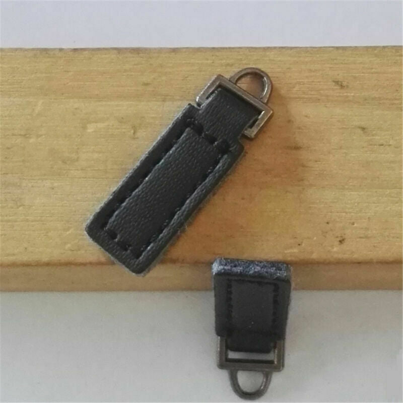 10Pcs PU Leather Zipper Tags Fixer Pull Tab Replacement DIY Wallet Purse Bags