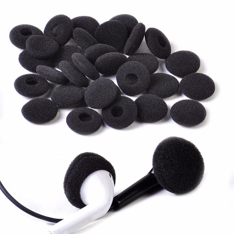 30PCS Black Soft Foam Sponge Ear Pad Earbud Cap For Headphone Earphone Cover&RM