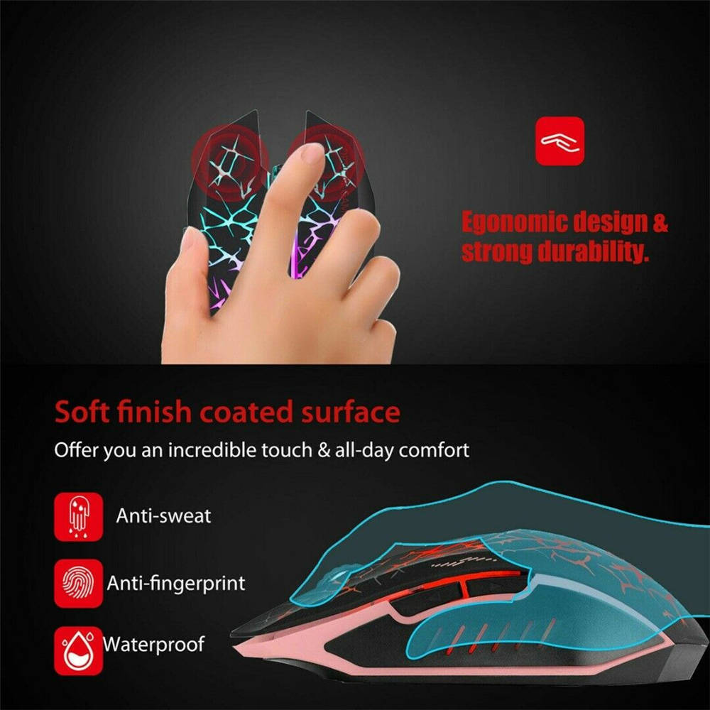 Wireless Gaming Mouse USB Optical Silent Rechargeable for Mac/PC/Laptop CS