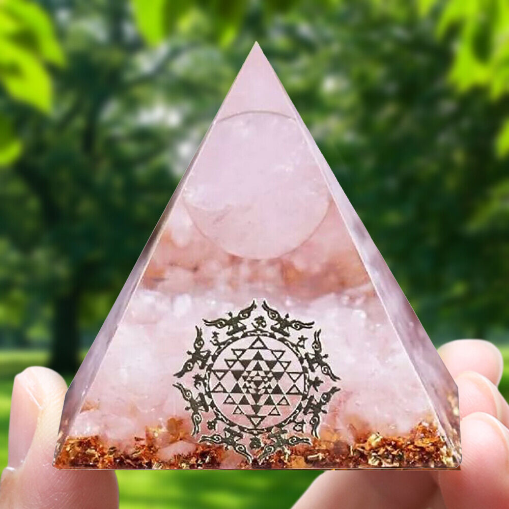 Orgonite Pyramid Energy Generator Decorative for Room Decorations (Pink)