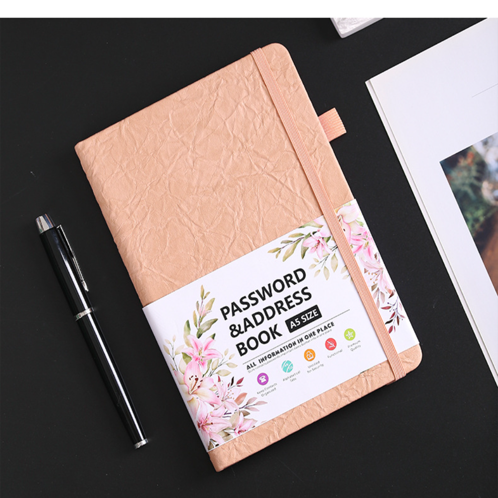 B6 Password Book with Tabs Address and Password Organizer Notebook Leather