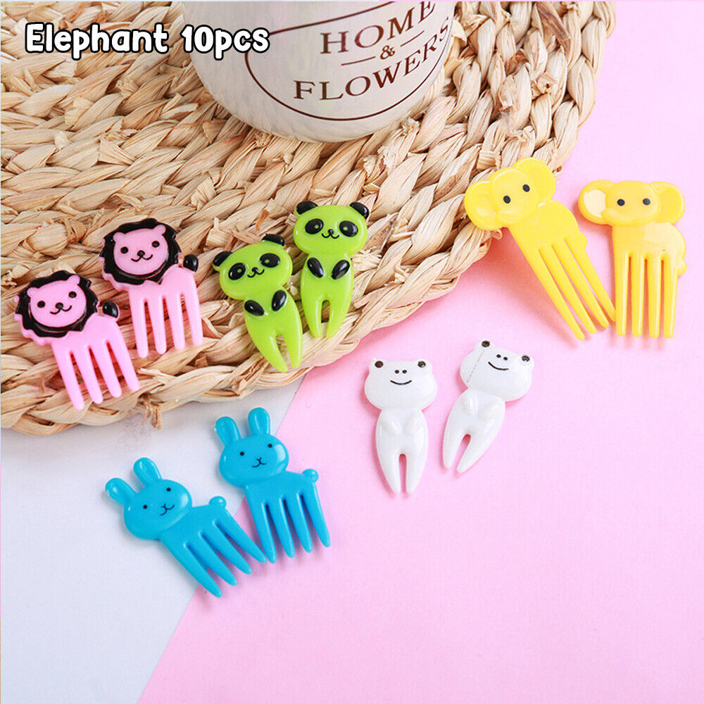 10Pcs Bento Cute Mini Animal Food Fruit Picks Forks Lunch Box Decor Kids Tool