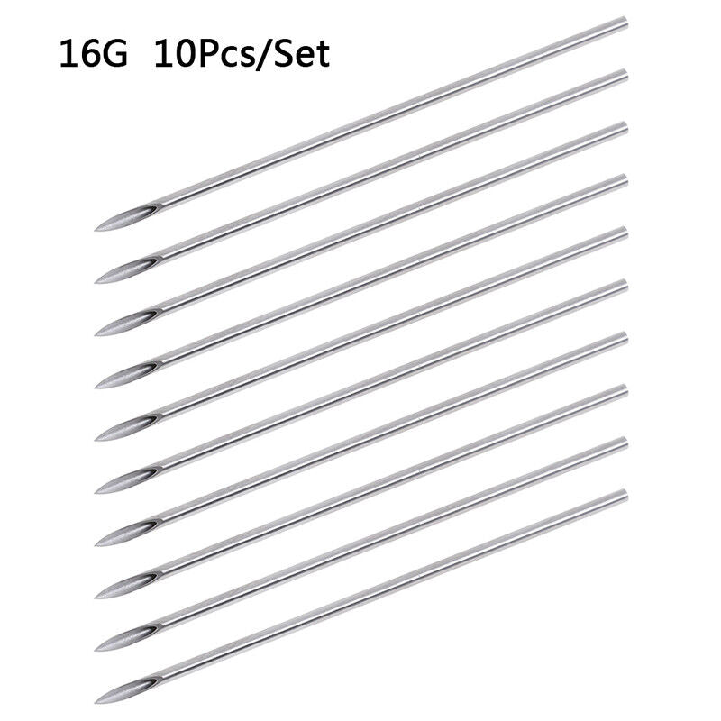 10Pcs Disposable Sterile Body Piercing Needles Tattoo Piercing Needles Kit-qy