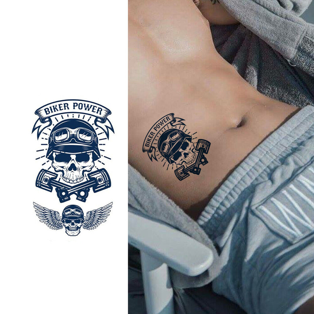 Semi-Permanent Tattoo Stickers Art Tatoo Sticker Skull Waterproof for Adults