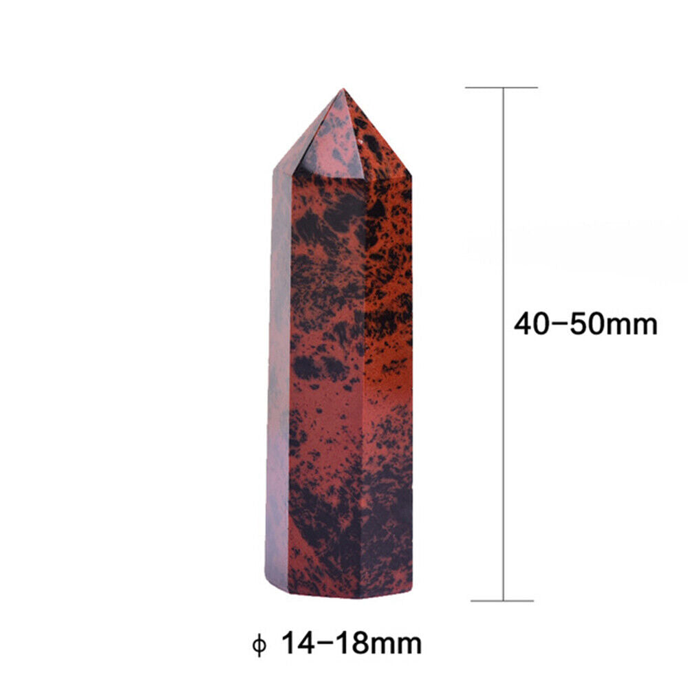 4~8cm Natural Mahogany Red Obsidian Obelisk Tower Crystal Quartz Point Wand