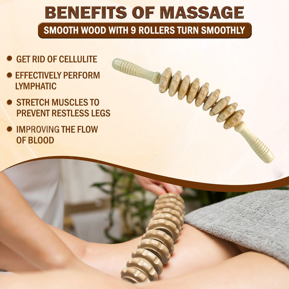 Lymphatic Drainage Cellulite Wood Therapy Stick Massager Massage Tool Roller NEW