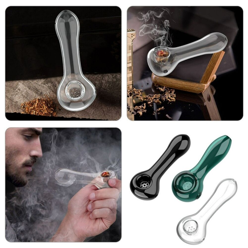 4'' Handmade Glass Pipe Tobacco Smoking Pipe Spoon Hand Pipes Dry Bowl