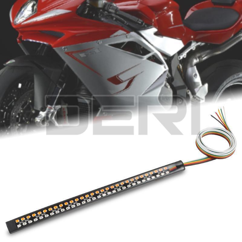 2x Flexible LED Motorcycle Light Strip Rear Tail Brake Stop Flowing Turn Signal