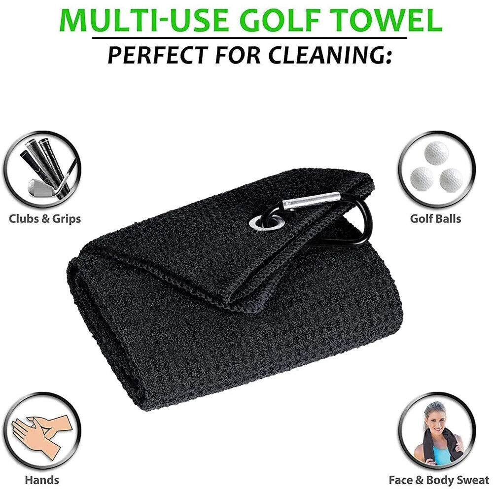 1 Microfiber Waffle Pattern Tri-fold Golf Towel w/Club Groove Cleaner BrushKit