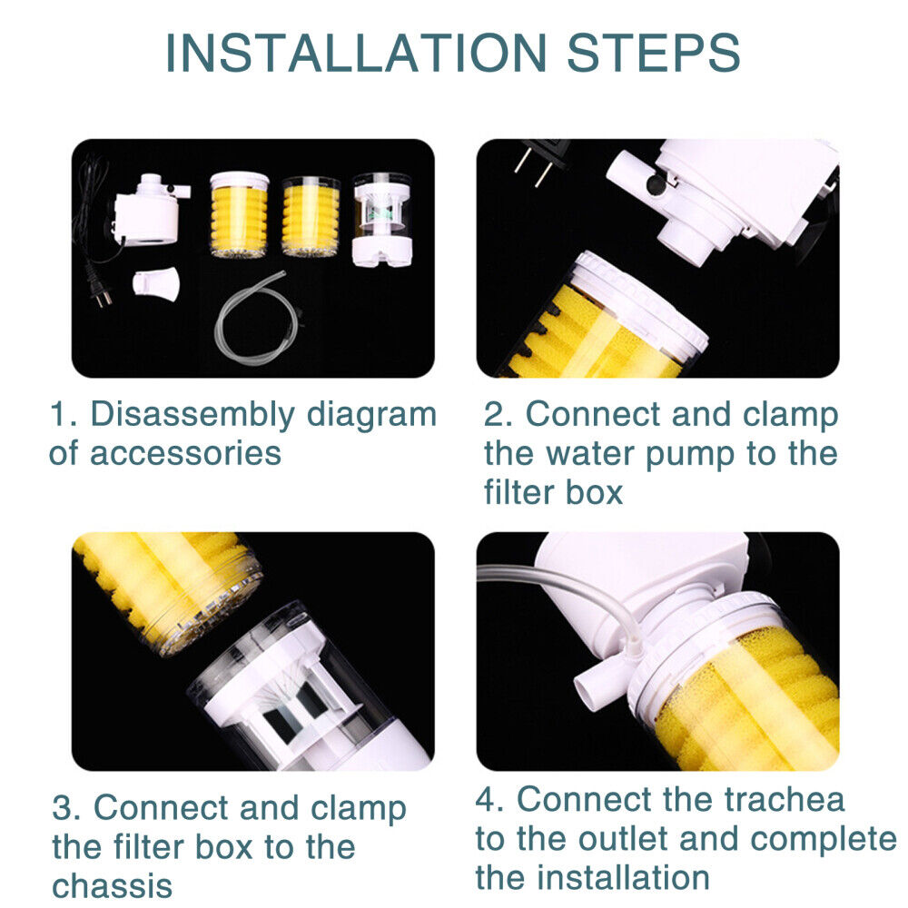 3 in1 Fish Tank Filter Pump Aquarium Submersible Internal Filter Aquarium Filter