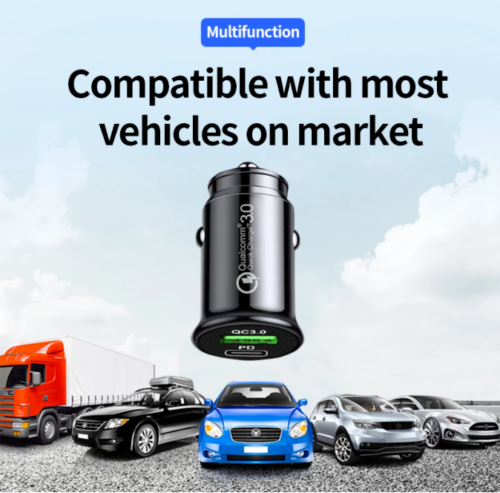 2pcs Type C Car Charger Fast Charging Car USB Adapter Type C Dual Port Quick