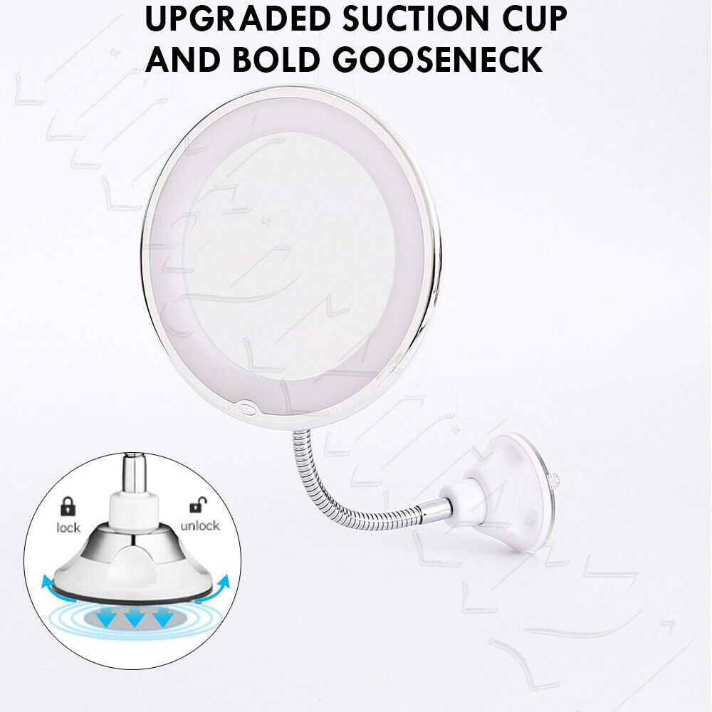 10X Magnifying Makeup Mirror 360° Flexible Illuminated Bendable Neck LED Light