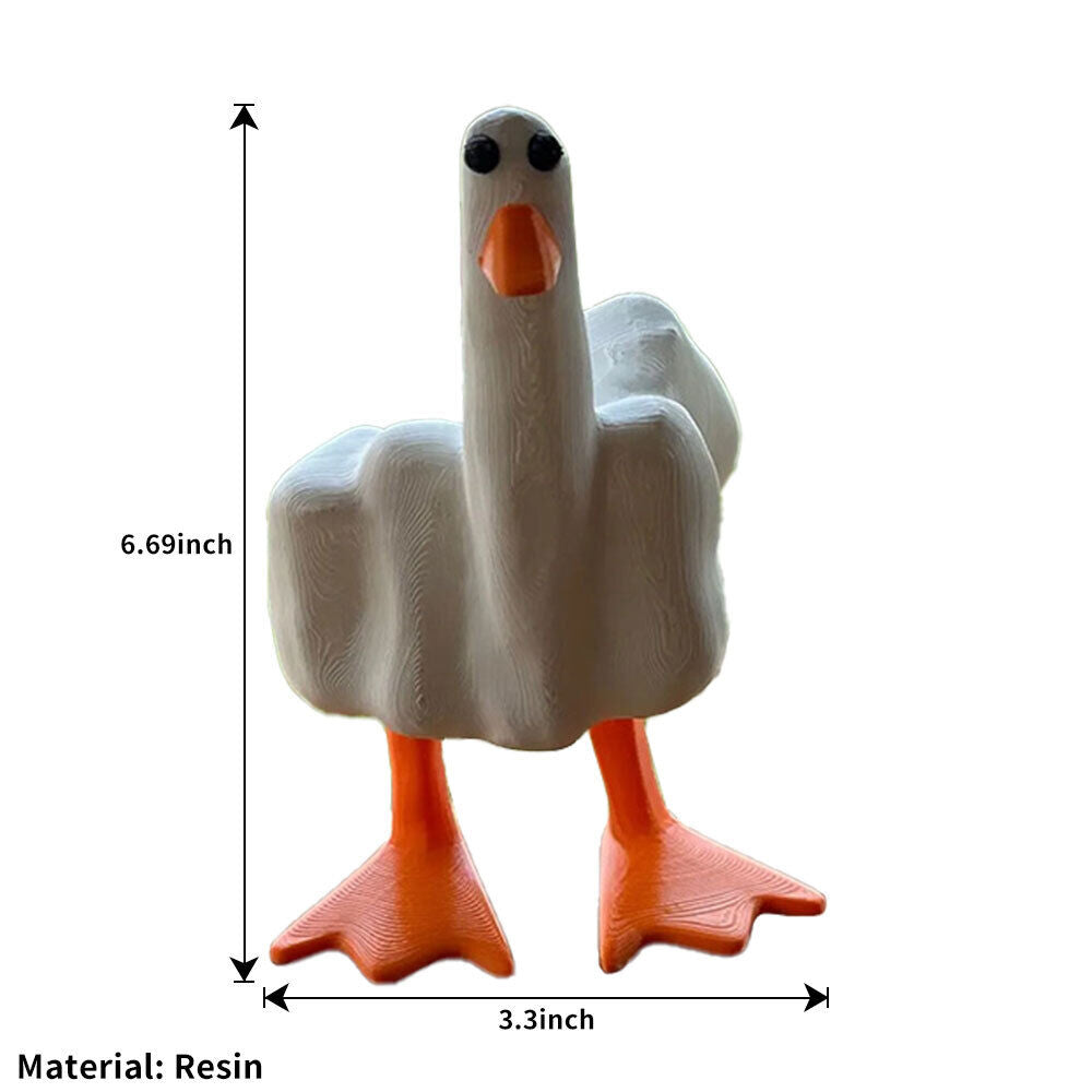 Funny Little Duck Resin Figurine Ornament Decor, Cute Middle Finger Duck Craft