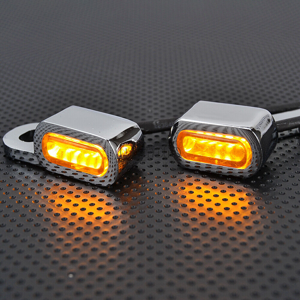 Motorcycle LED Mini Front Rear Turn Signal Amber Light For Harley Sportster