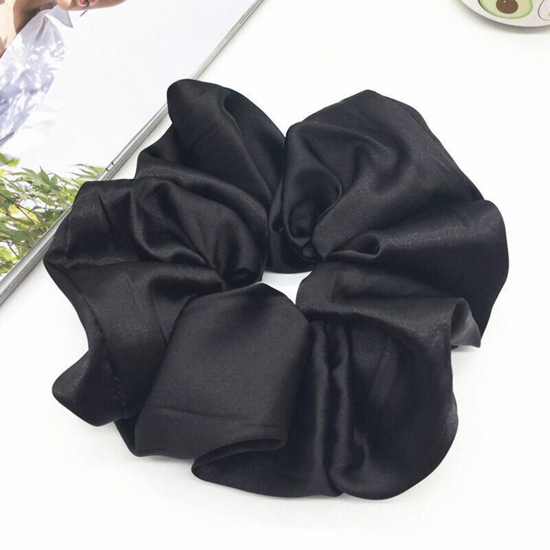 Oversized Elastic Silk Hair Band Ring Rope Tie Womens Simple Satin Scrunchies