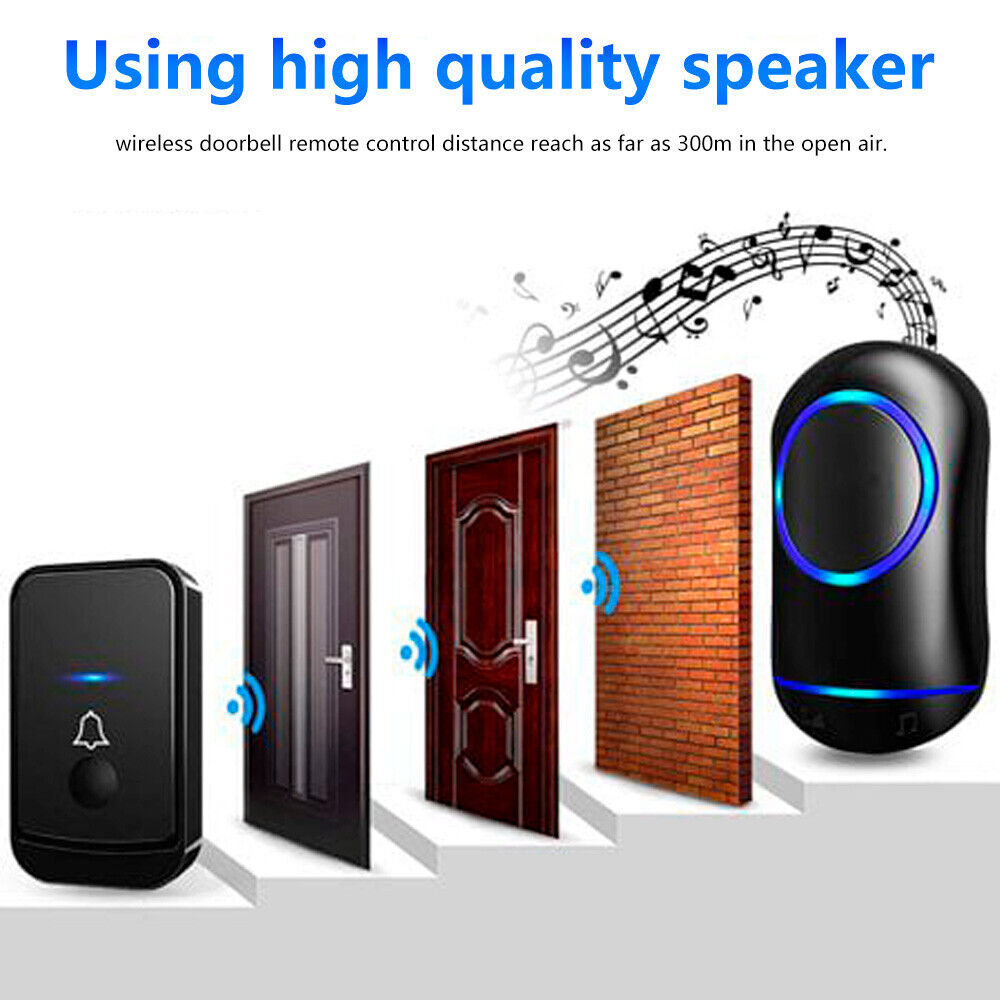 1 set Wireless Door Bell Waterproof Range Home Wall Plug In Doorbells 45 Chimes LED