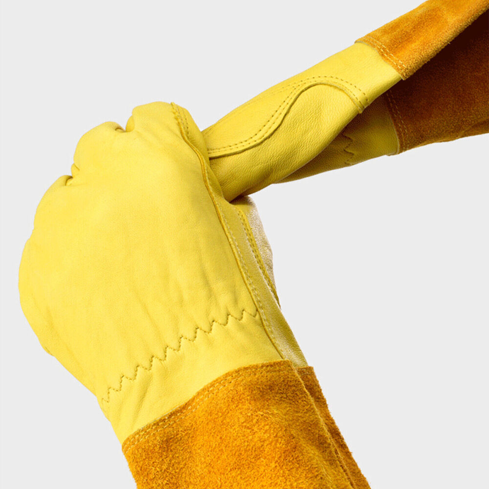 New Long Tube Gardening Gloves Leather Breathable Gauntlet Pruning Garden Gloves