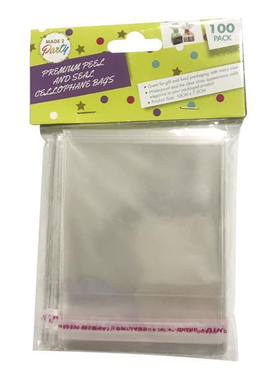 100 X PEEL AND SEAL CELLOPHANE BAGS SMALL MINI PARTY BIRTHDAY EVENT PACKAGE