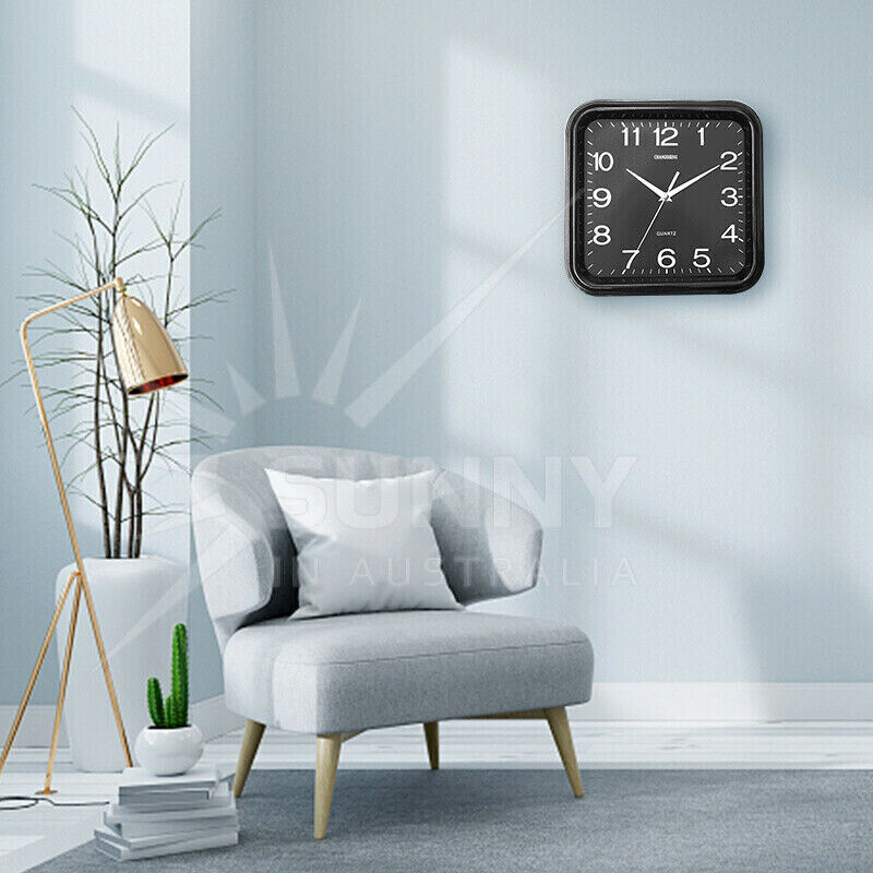 Wall Clock Square Quartz Silent Non-Ticking Battery Operated 12 Inch Home Decor