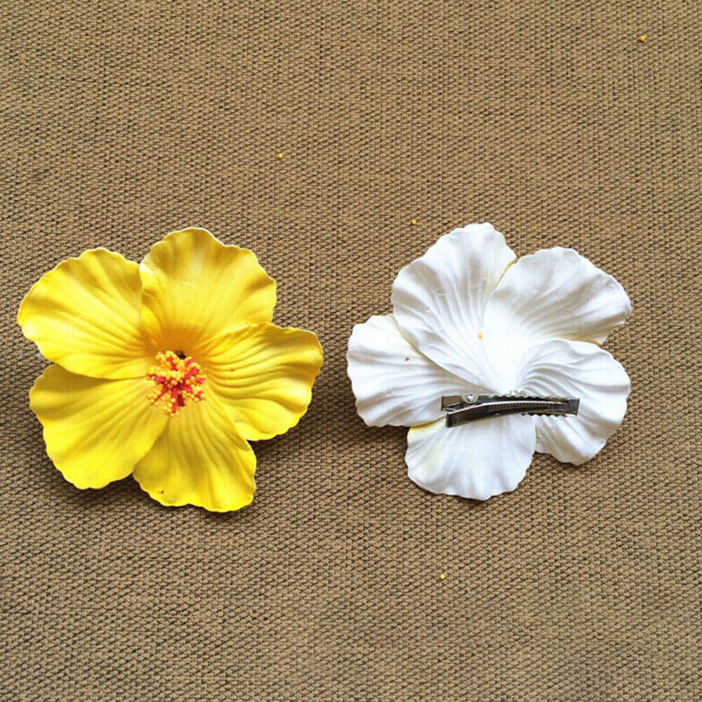 5x Hibiscus Foam Artificial Flower Hair Clip Luau Cruise Tropical Wedding Headwear