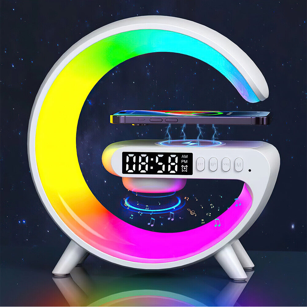 Smart G Lamp Bluetooth Speaker Wireless Charger RGB Alarm Clock Night Light