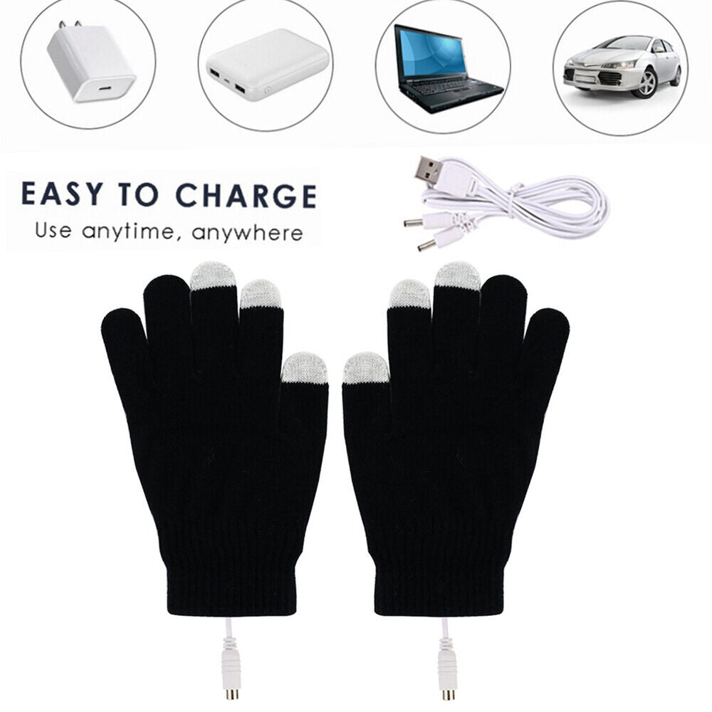 NEW USB Electric Heating Gloves Comfortable Heated Gloves Hand Warmer (Black)