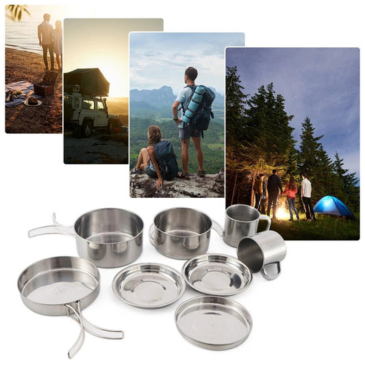 Outdoor Portable Camping Cookware Set Hiking Cooking Pot Gas Stove Tableware Kit