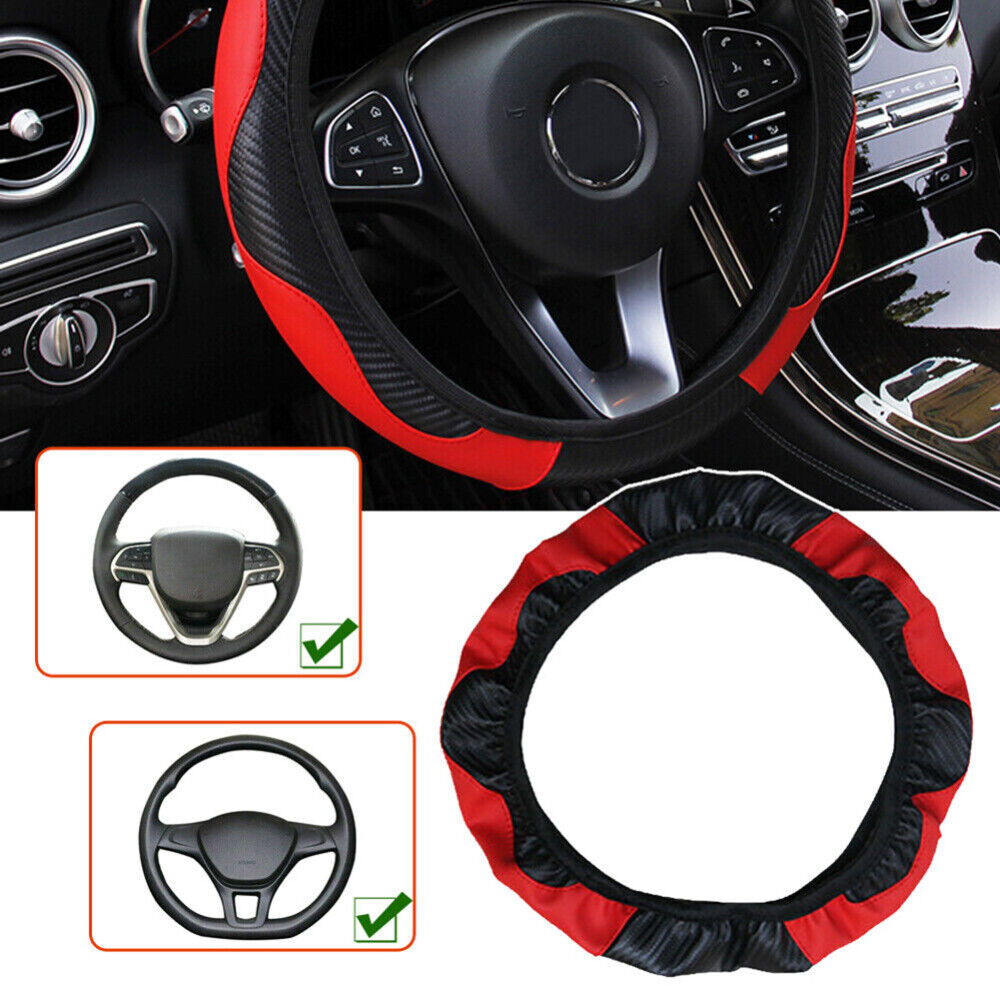 Leather Car Steering Wheel Cover Anti-slip Accessories Universal 38CM/15inch