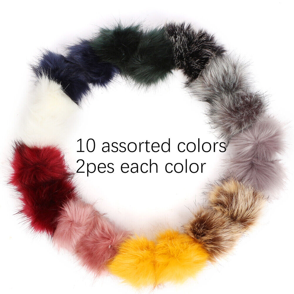 40PCS DIY Women Faux Fur Pom Poms Ball for Beanie Hats Accessories Hat Bag